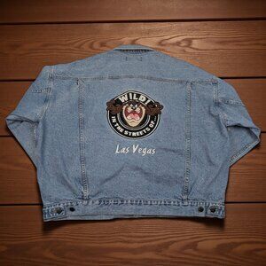 Vintage 90s Warner Bros Studio Looney Tunes Taz Las Vegas Jacket‎ Mens XXL Denim